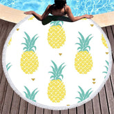 Lofaris Cute Summer Pineapple Patterned Round Beach Towel